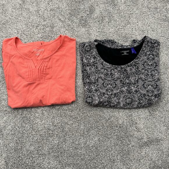 Catherines Top Womens Petite 3X Boho Grandmacore Flowy Romantic 2010s Lot of 2 - Picture 1 of 15